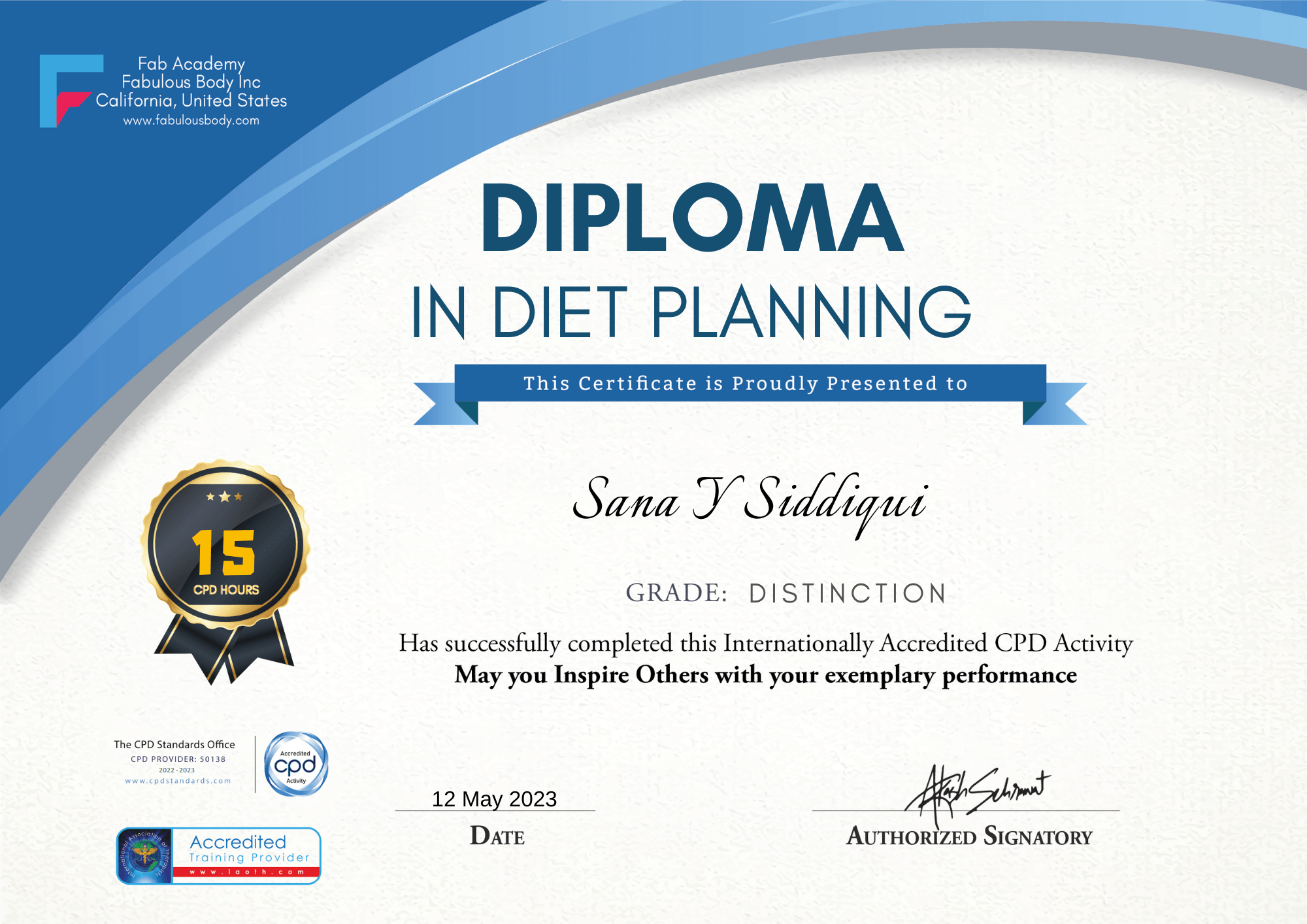 Diploma in Diet Planning